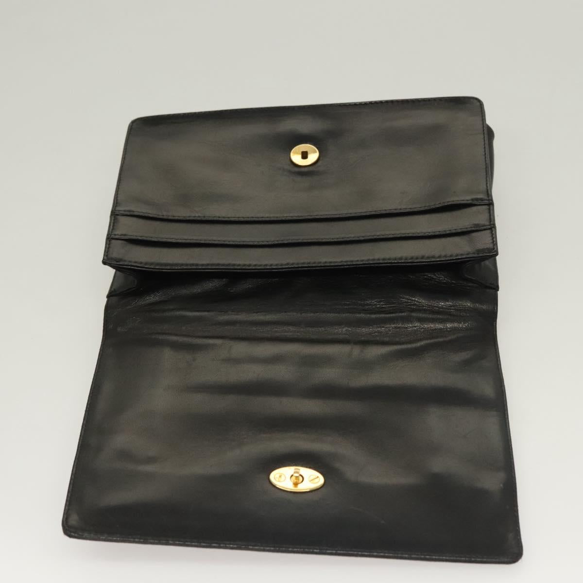 BOTTEGA VENETA INTRECCIATO Hand Bag Leather Black Gold Auth sw1261