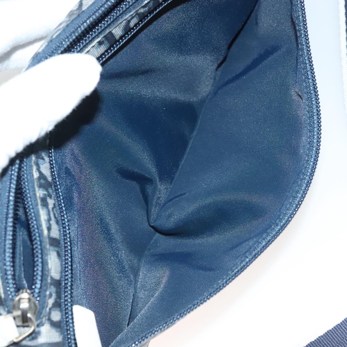 Christian Dior Trotter Canvas Body Bag Nylon Navy Silver Auth sw1263