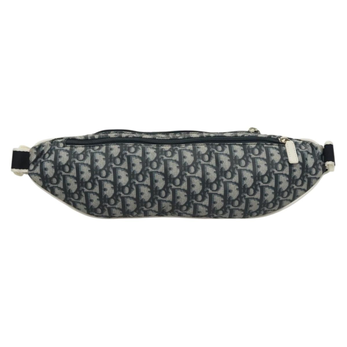 Christian Dior Trotter Canvas Body Bag Nylon Navy Silver Auth sw1263