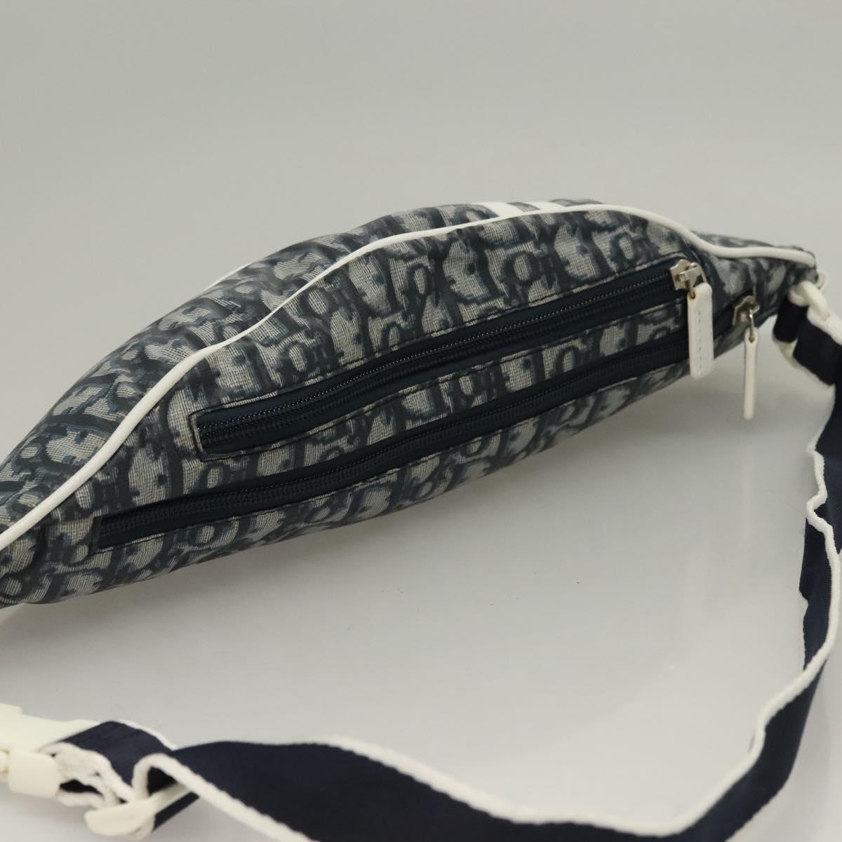 Christian Dior Trotter Canvas Body Bag Nylon Navy Silver Auth sw1263