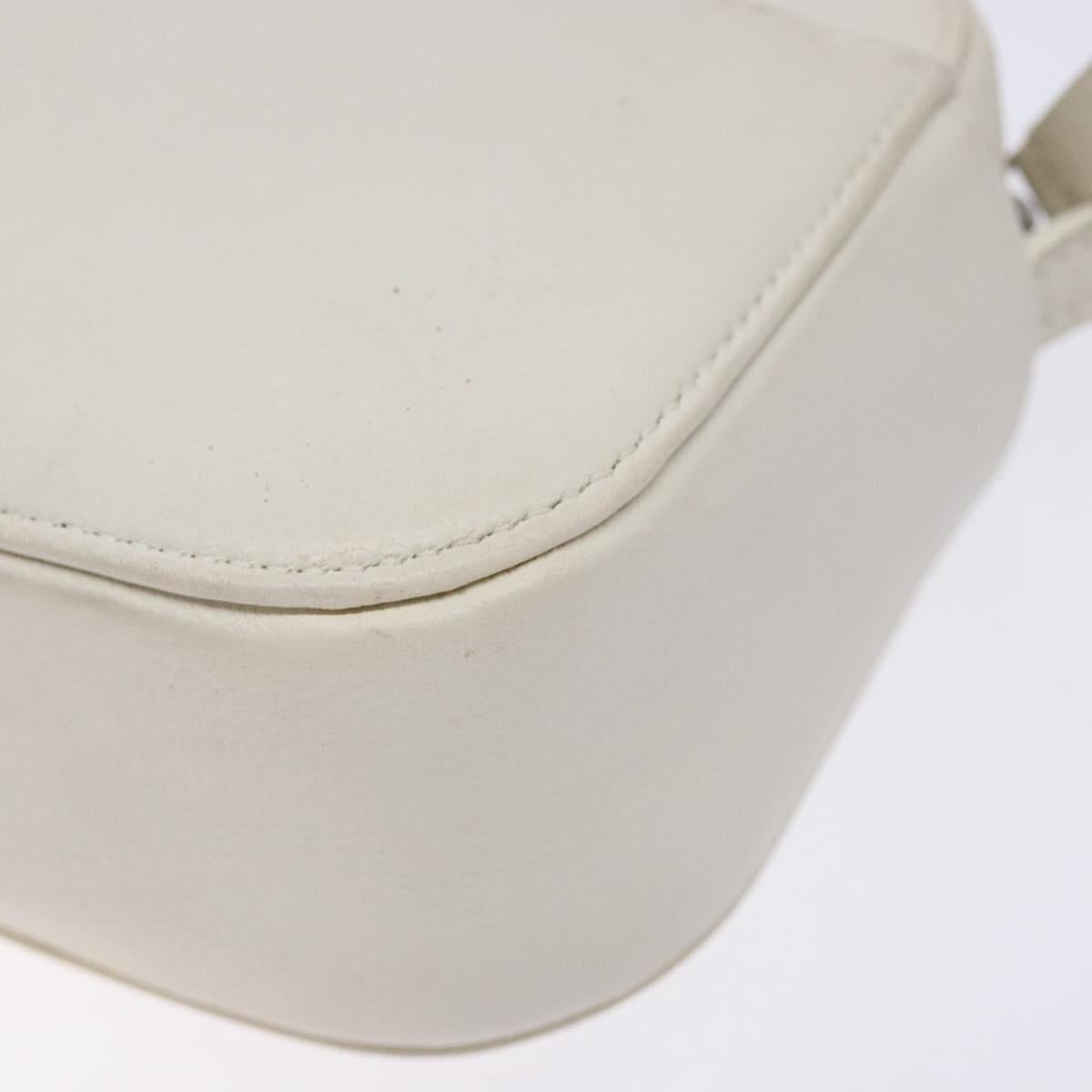 BALENCIAGA Shoulder Bag Leather White Silver Auth sw1264