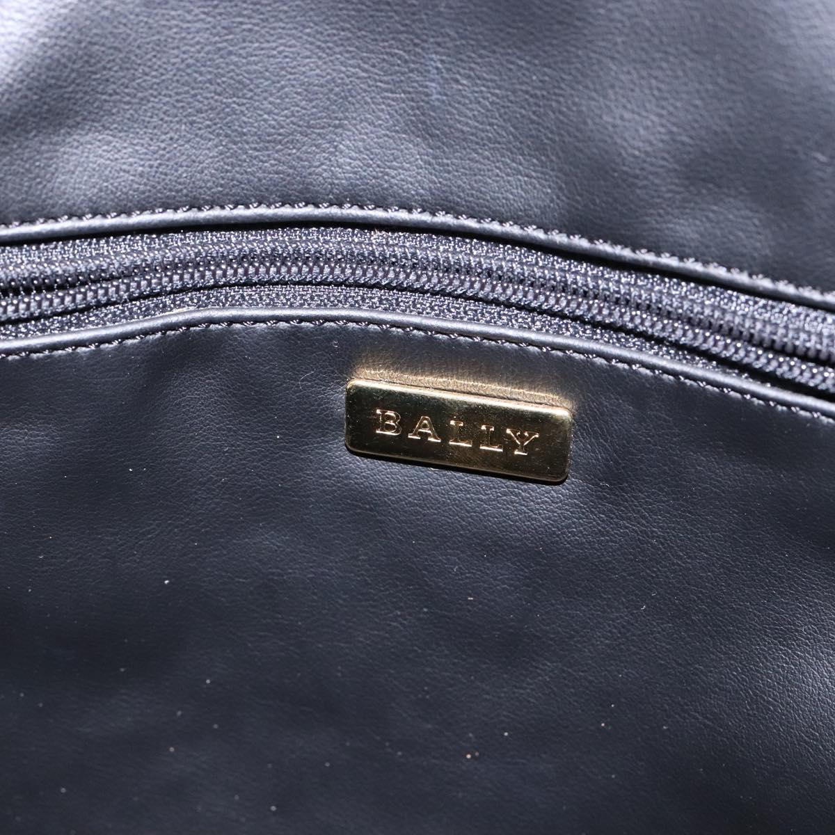 BALLY Hand Bag Leather White Gold Auth sw1273