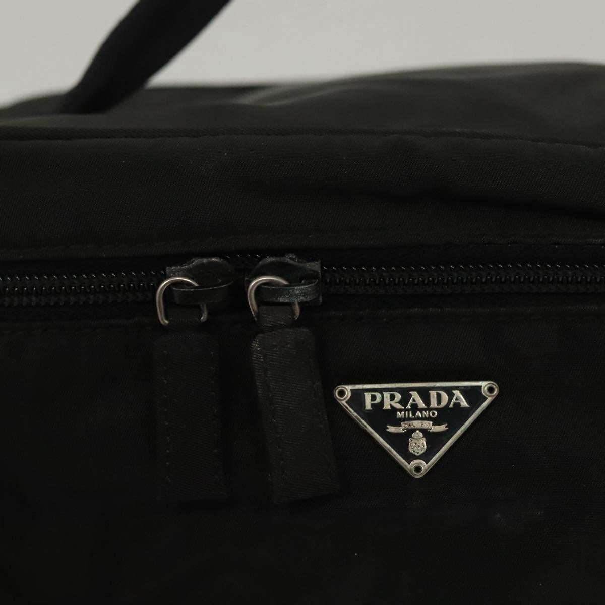 PRADA Vanity Pouch Nylon Black Silver Auth sw1276