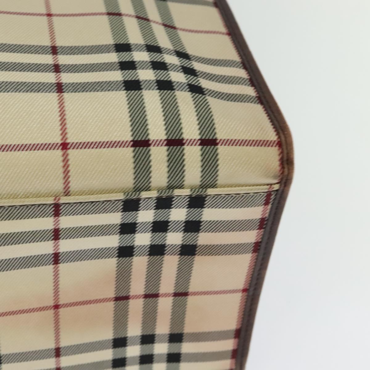 BURBERRY Nova Check Hand Bag Canvas 2way Beige Auth sw128