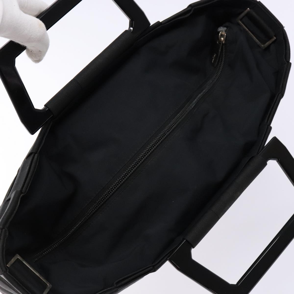 Salvatore Ferragamo Hand Bag Canvas Black Silver Auth sw1281