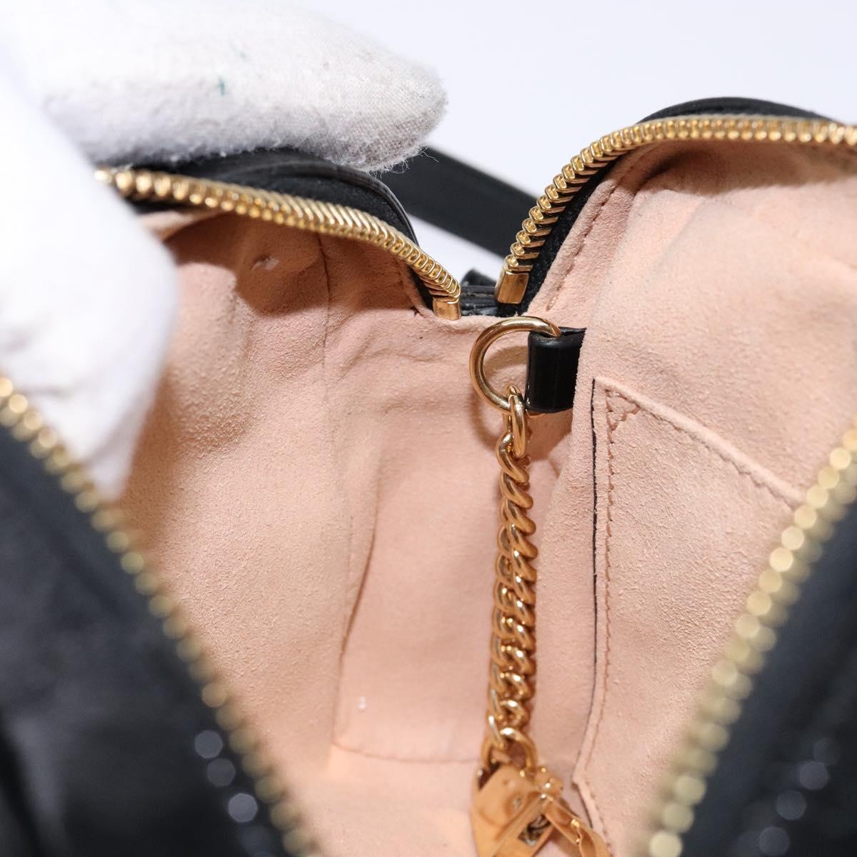 GUCCI Sherry Line Shoulder Bag Suede Navy Gold 517350 Auth sw1285