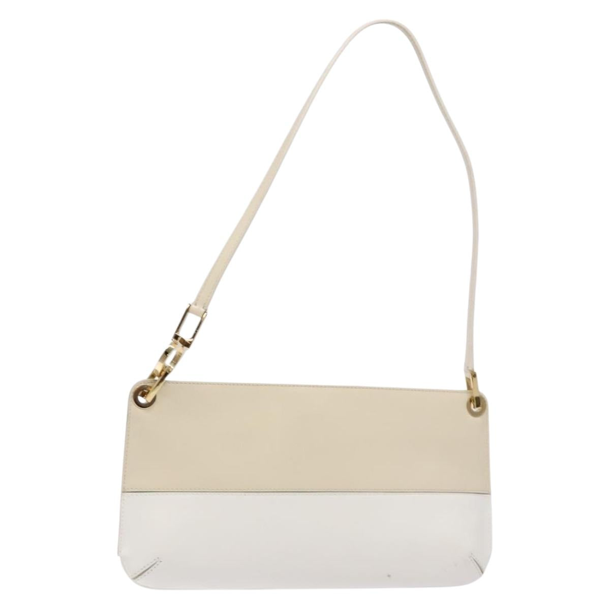 Salvatore Ferragamo Hand Bag Patent leather Beige Gold Auth sw1286