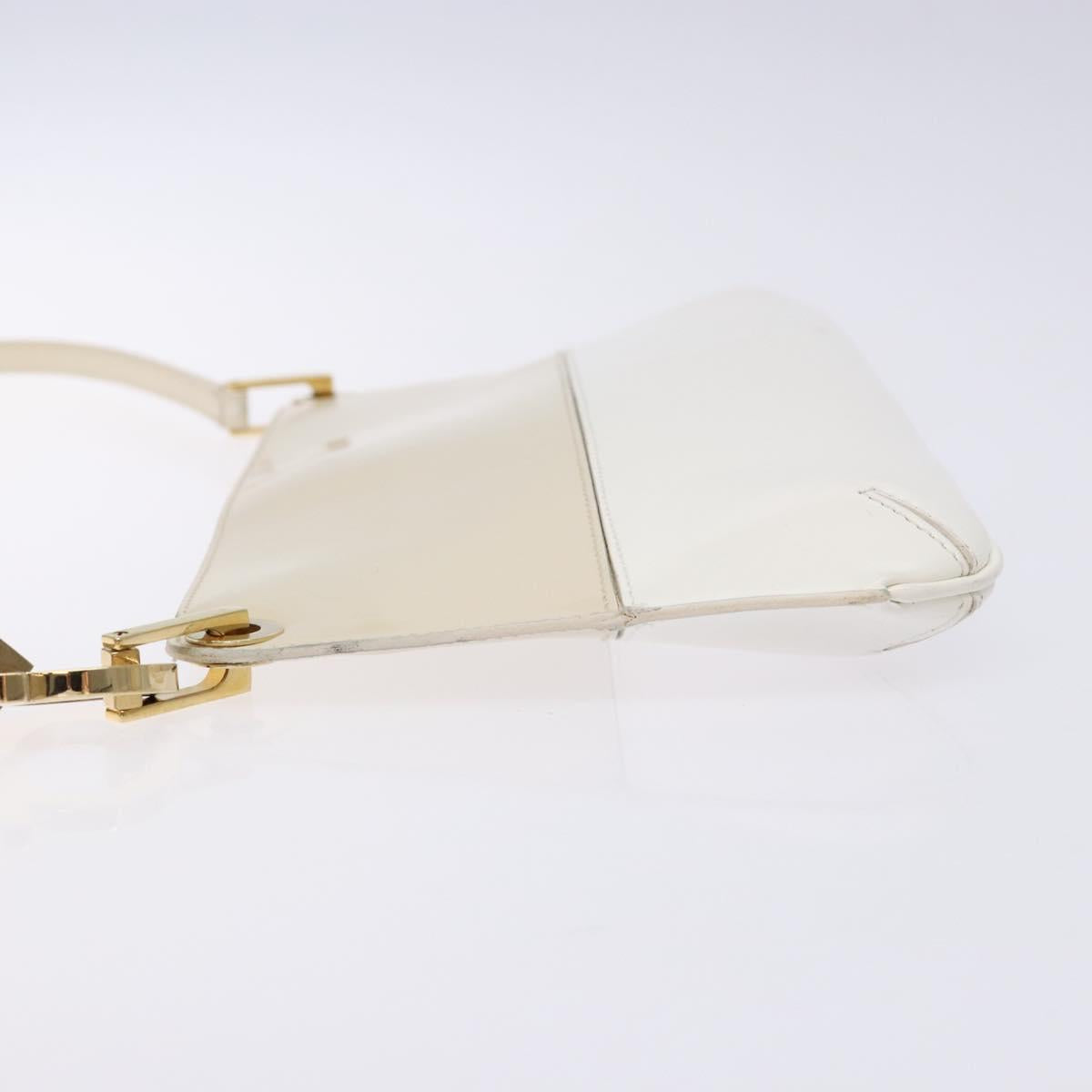 Salvatore Ferragamo Hand Bag Patent leather Beige Gold Auth sw1286