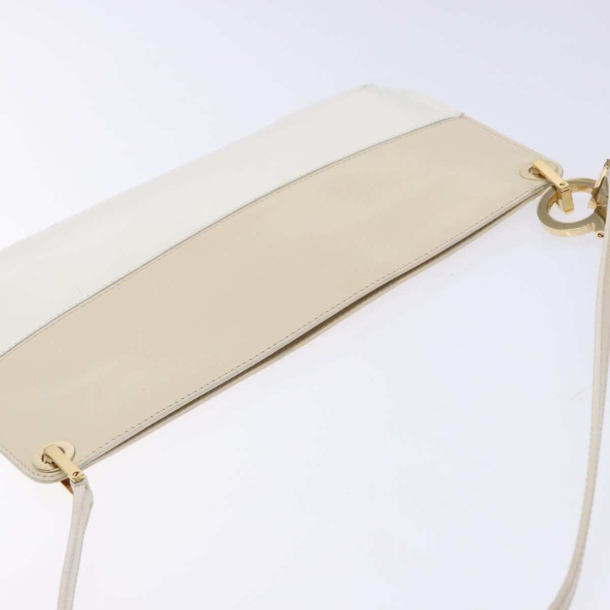 Salvatore Ferragamo Hand Bag Patent leather Beige Gold Auth sw1286