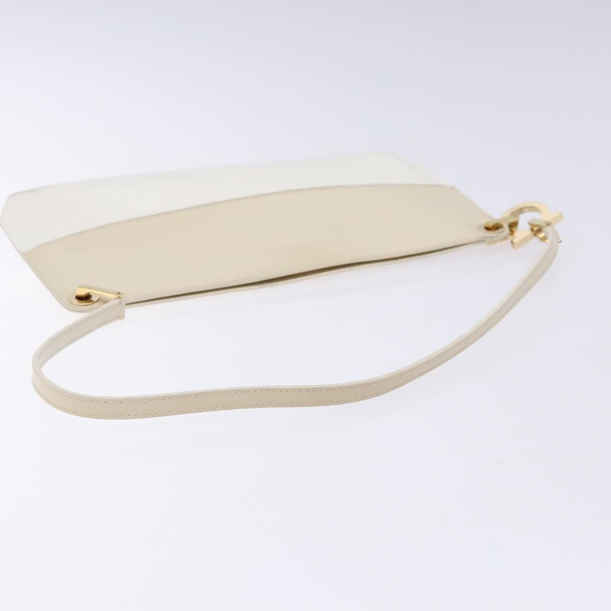 Salvatore Ferragamo Hand Bag Patent leather Beige Gold Auth sw1286