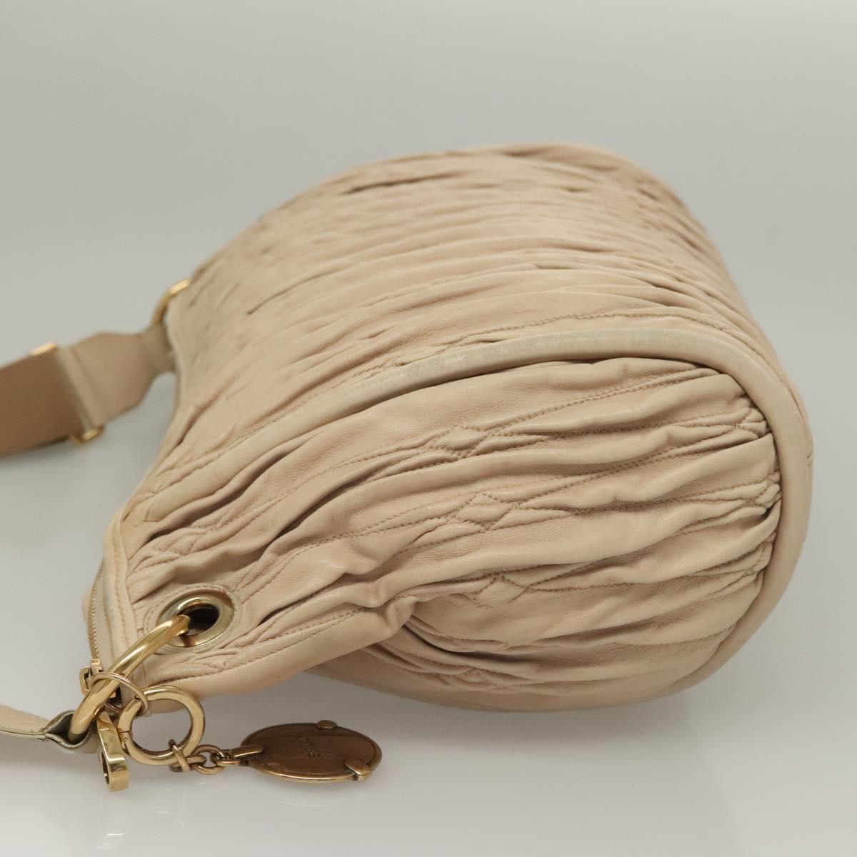 BALLY Shoulder Bag Leather Beige Gold Auth sw1288
