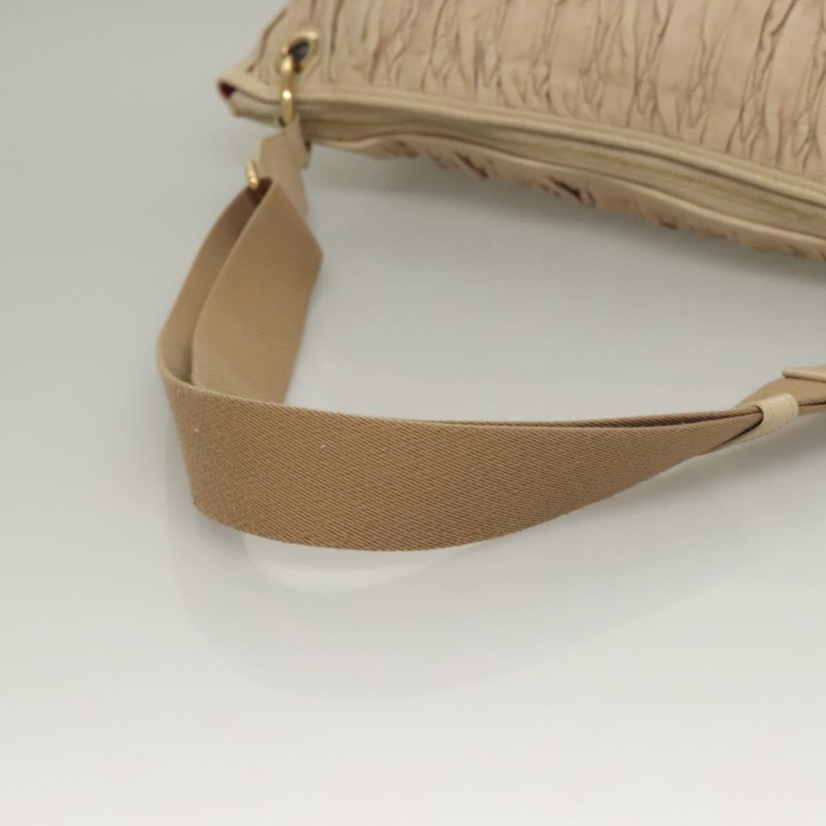 BALLY Shoulder Bag Leather Beige Gold Auth sw1288