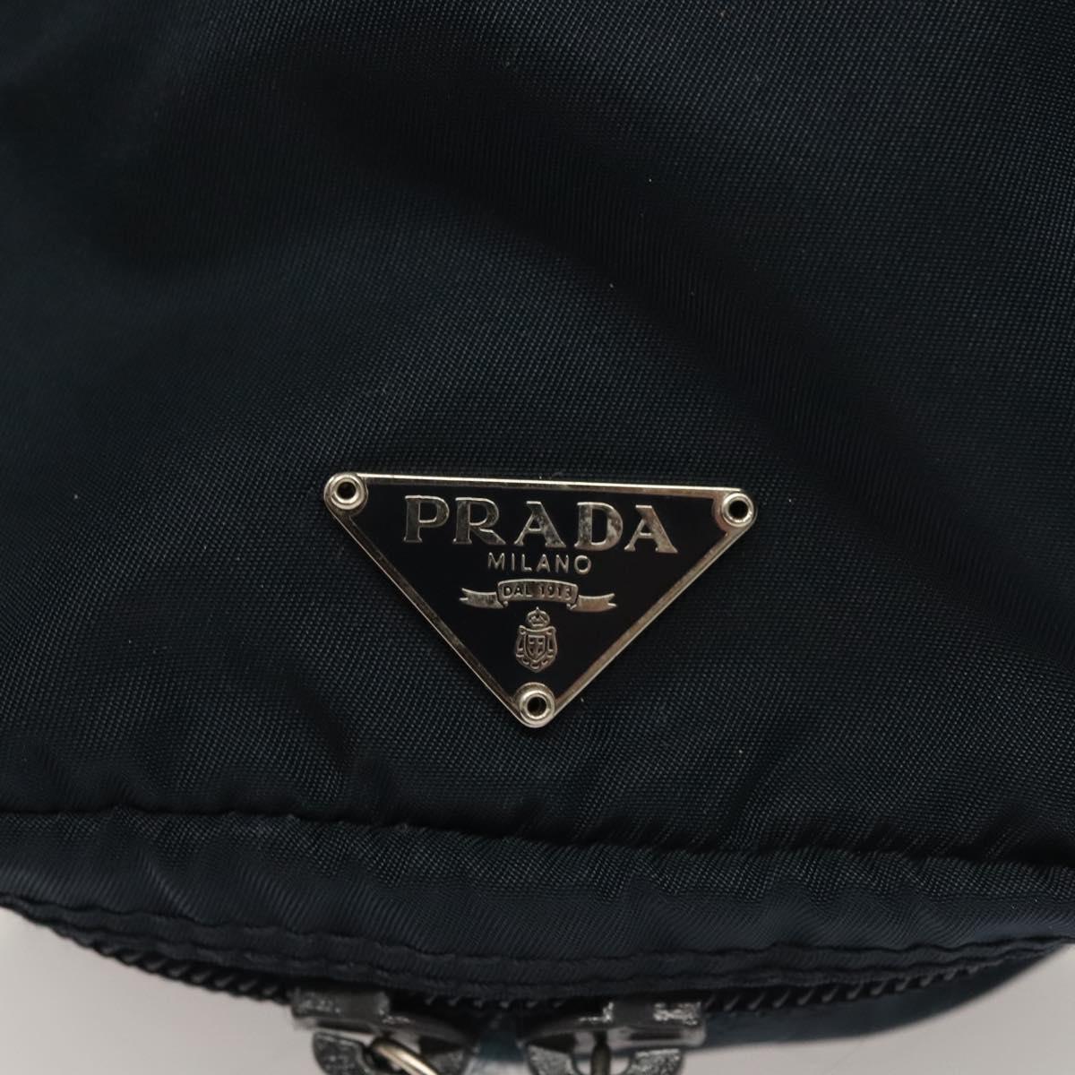 PRADA Hand Pouch Nylon Navy Silver Auth sw1292