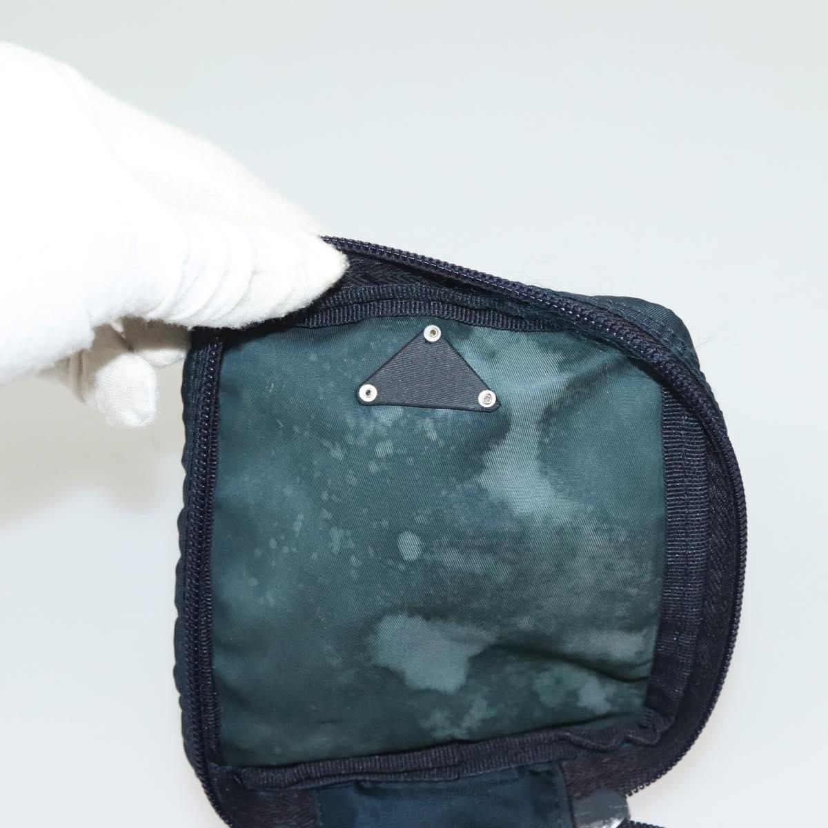 PRADA Hand Pouch Nylon Navy Silver Auth sw1292