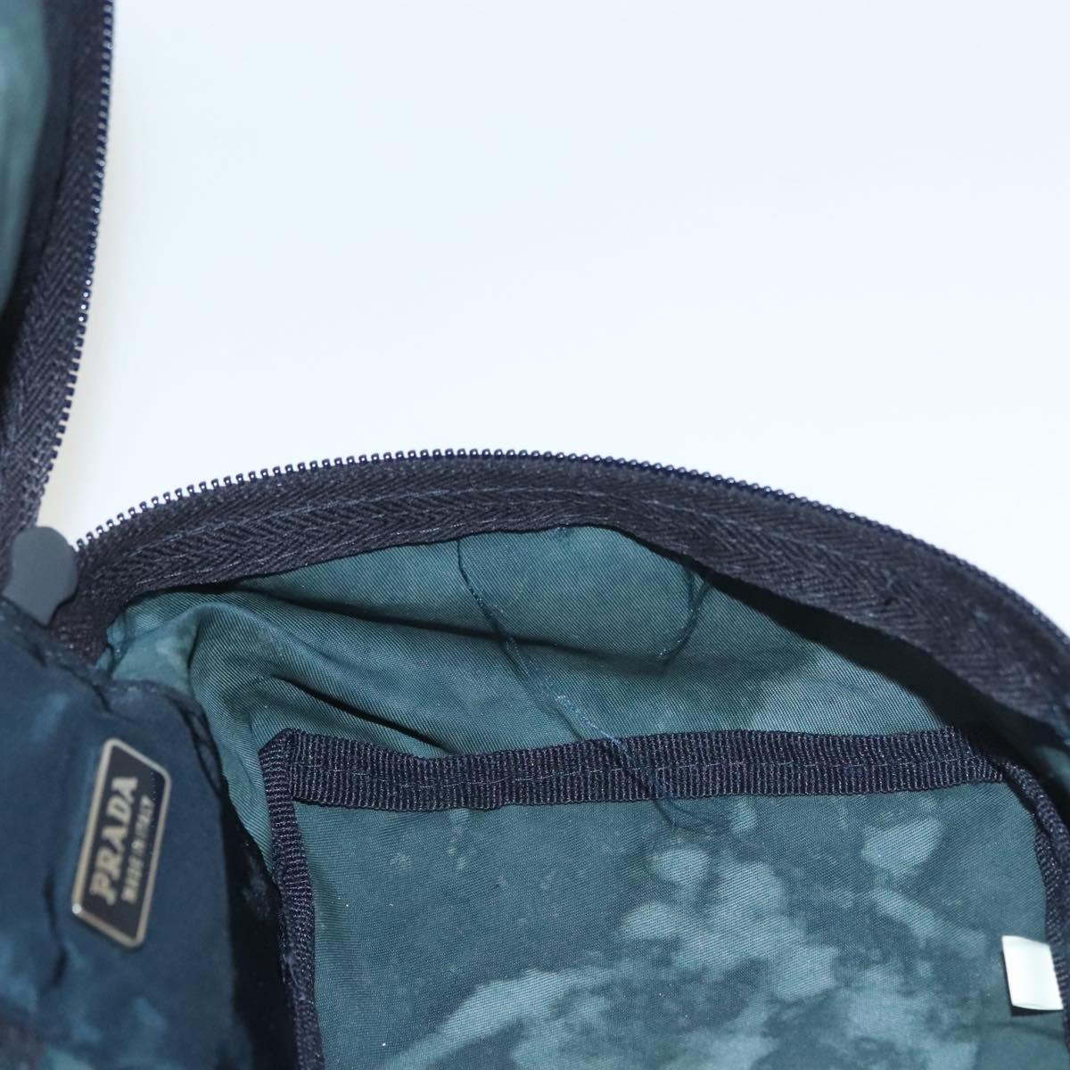 PRADA Hand Pouch Nylon Navy Silver Auth sw1292