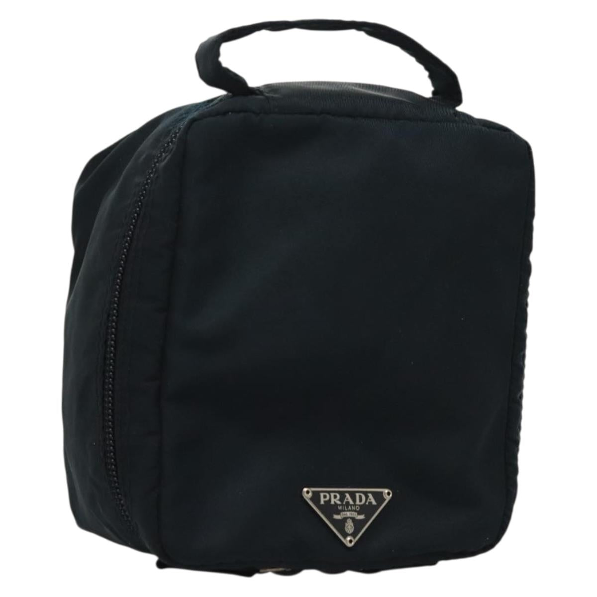PRADA Hand Pouch Nylon Navy Silver Auth sw1292