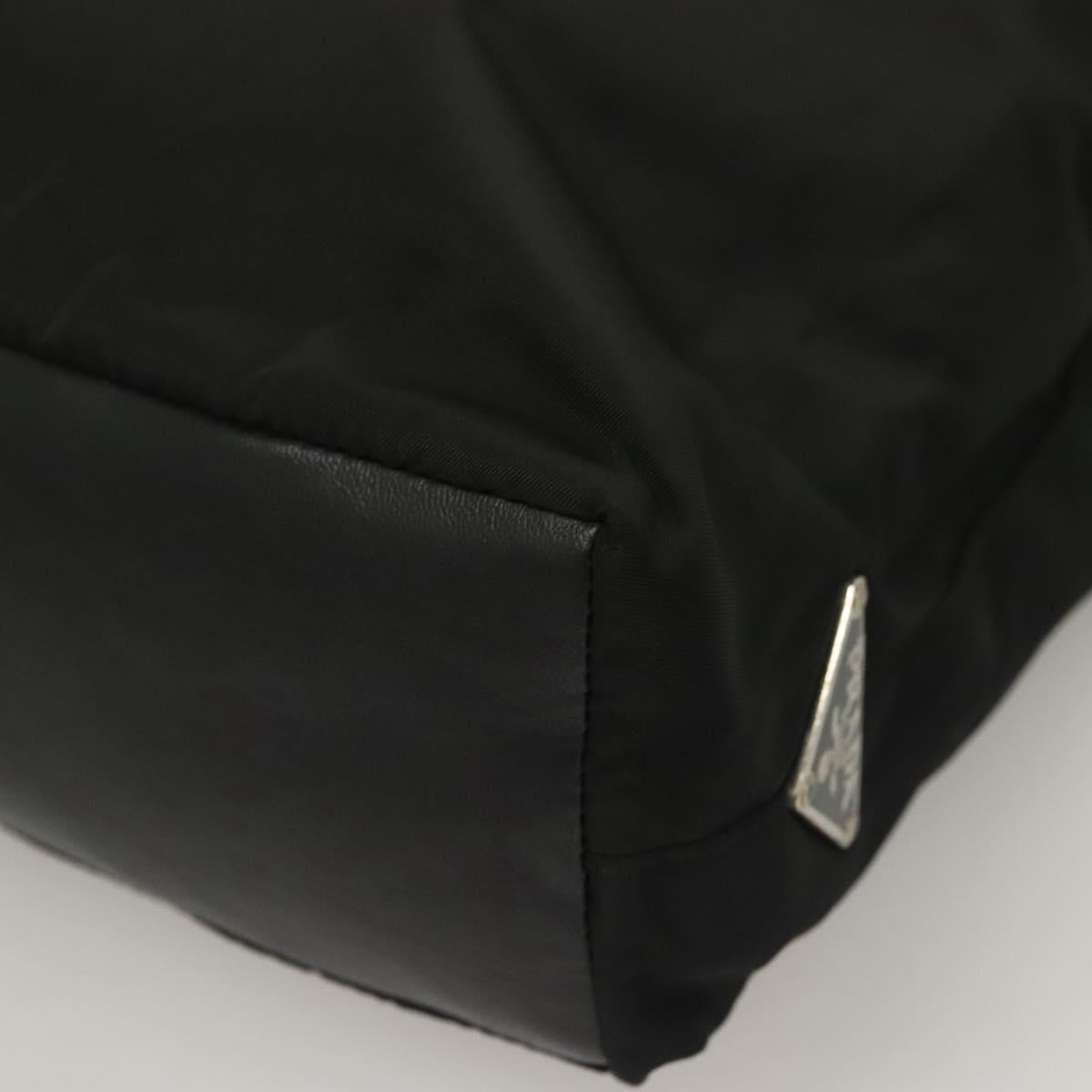 PRADA Hand Bag Nylon Black Silver Auth sw1295