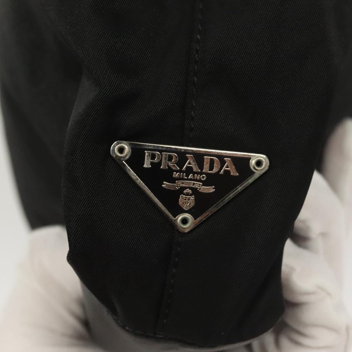 PRADA Hand Bag Nylon Black Silver Auth sw1295