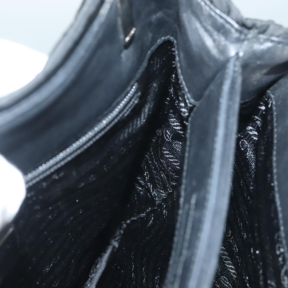 PRADA Hand Bag Nylon Black Silver Auth sw1295