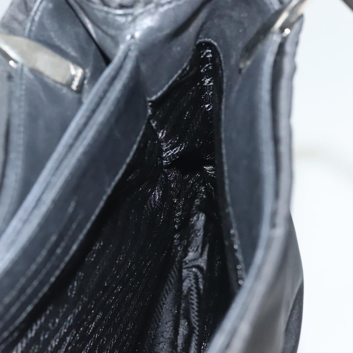 PRADA Hand Bag Nylon Black Silver Auth sw1295