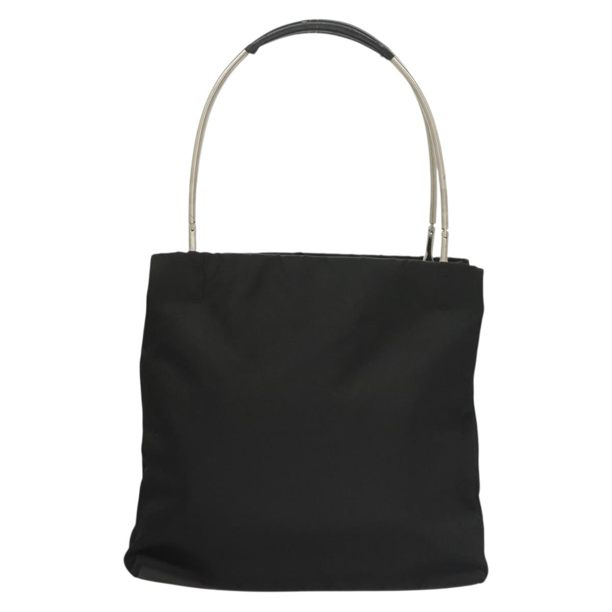 PRADA Hand Bag Nylon Black Silver Auth sw1295