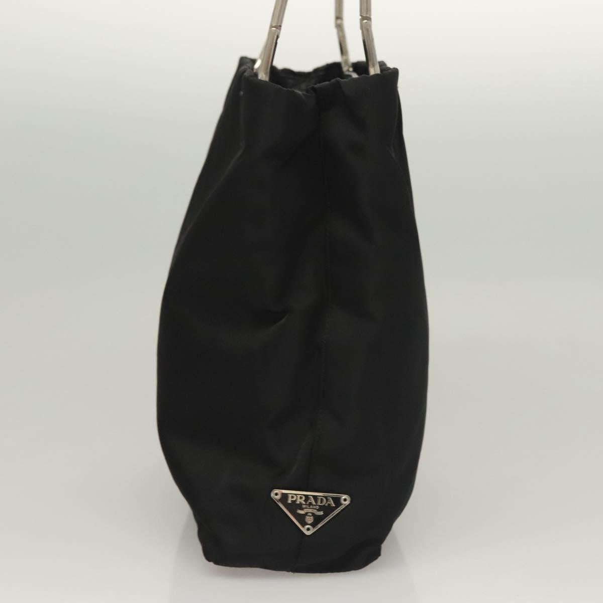 PRADA Hand Bag Nylon Black Silver Auth sw1295