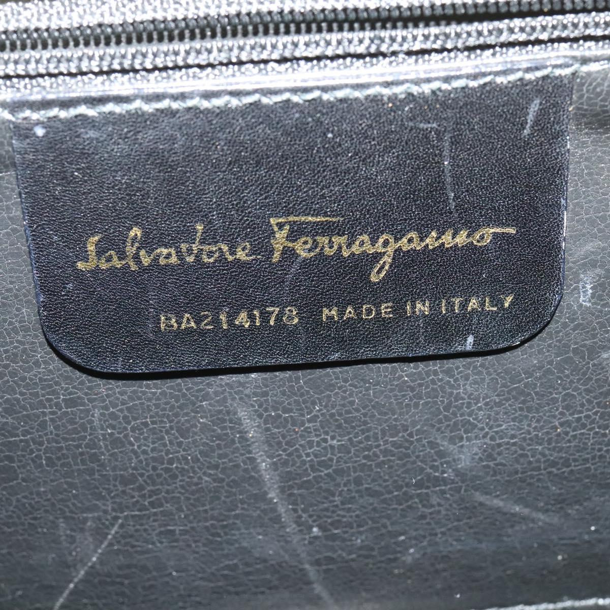 Salvatore Ferragamo Vala Hand Bag Suede 2way Beige Gold Auth sw1296