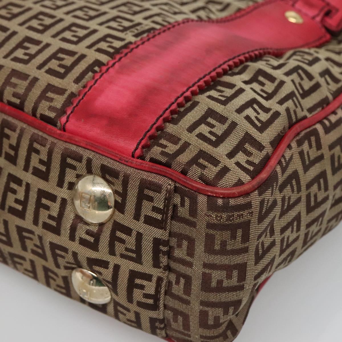 FENDI Zucchino Canvas Tote Bag Beige Gold Auth sw1303