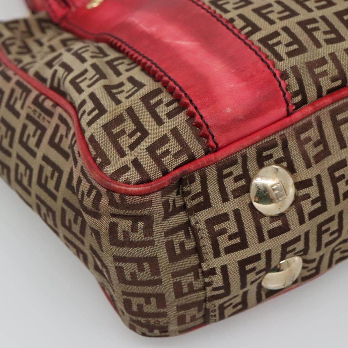 FENDI Zucchino Canvas Tote Bag Beige Gold Auth sw1303