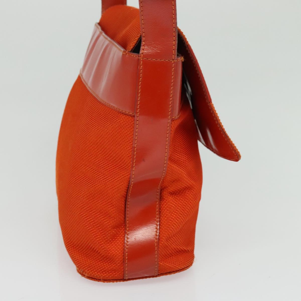 CELINE Shoulder Bag Canvas Orange Silver Auth sw1304