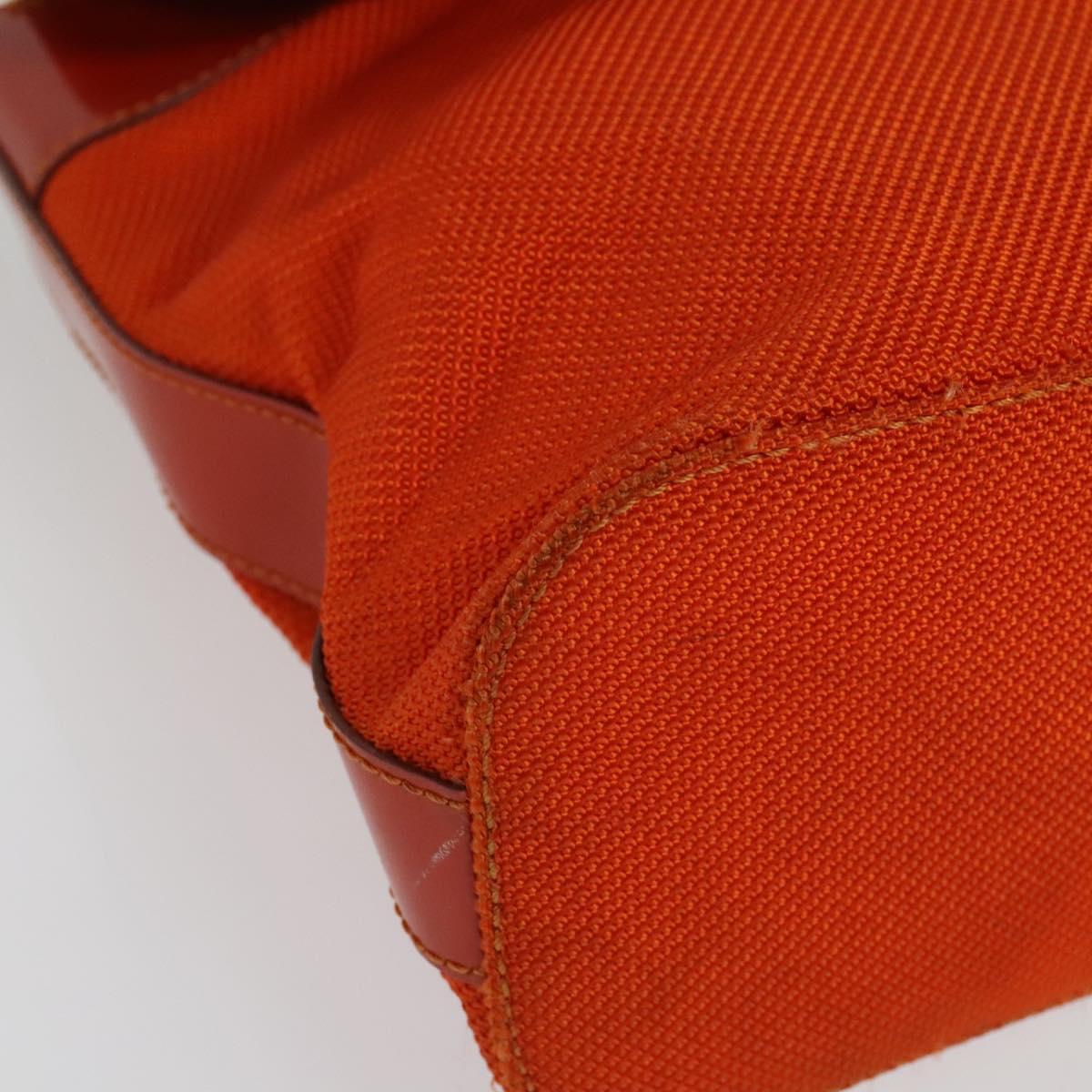 CELINE Shoulder Bag Canvas Orange Silver Auth sw1304