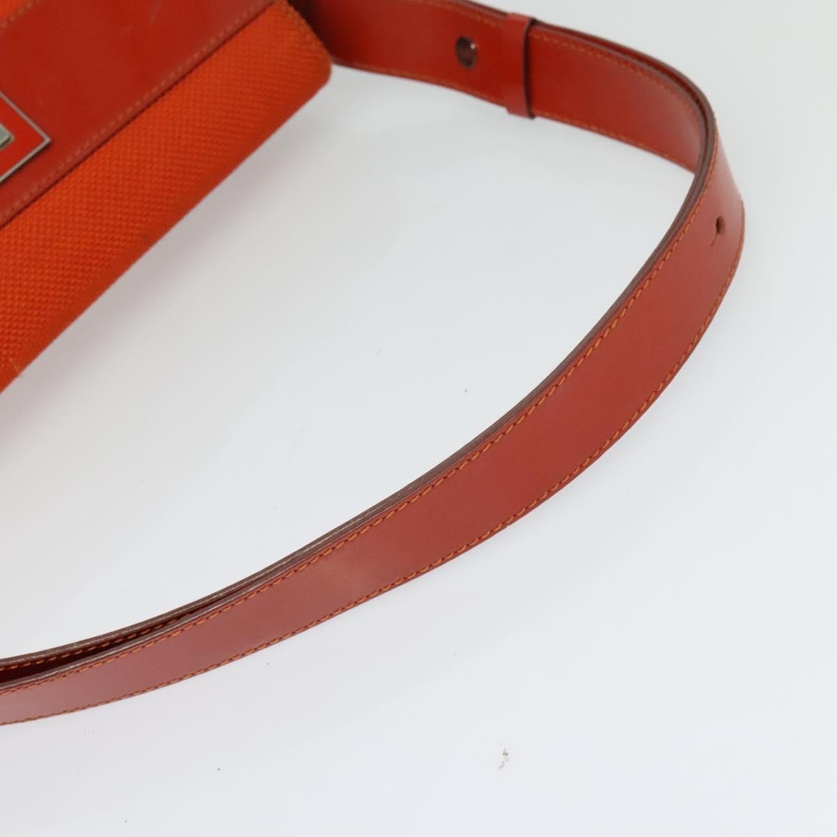 CELINE Shoulder Bag Canvas Orange Silver Auth sw1304