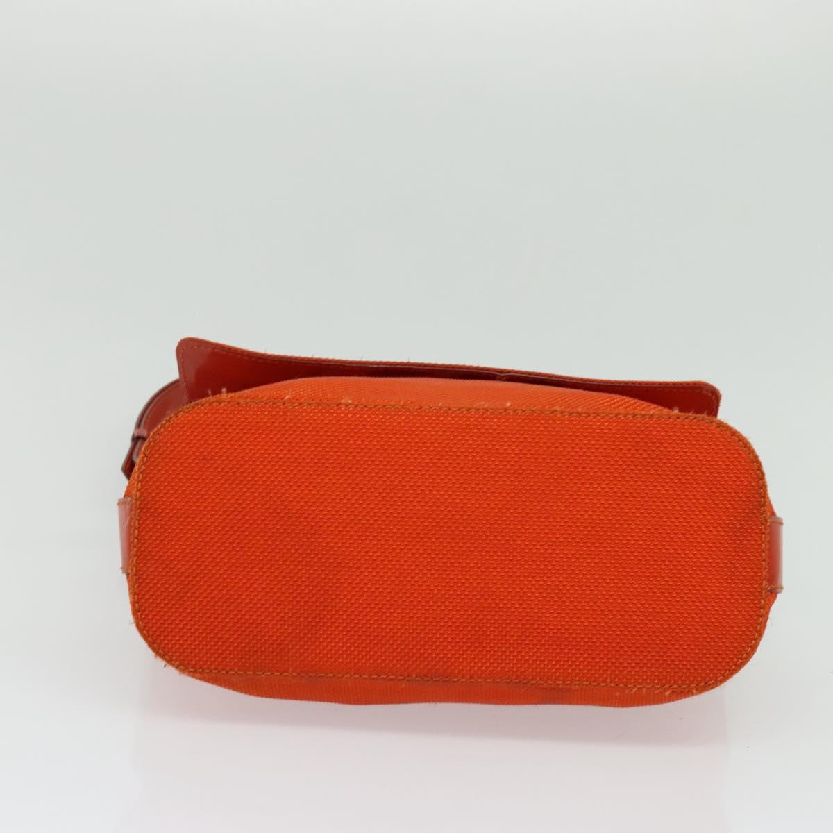 CELINE Shoulder Bag Canvas Orange Silver Auth sw1304