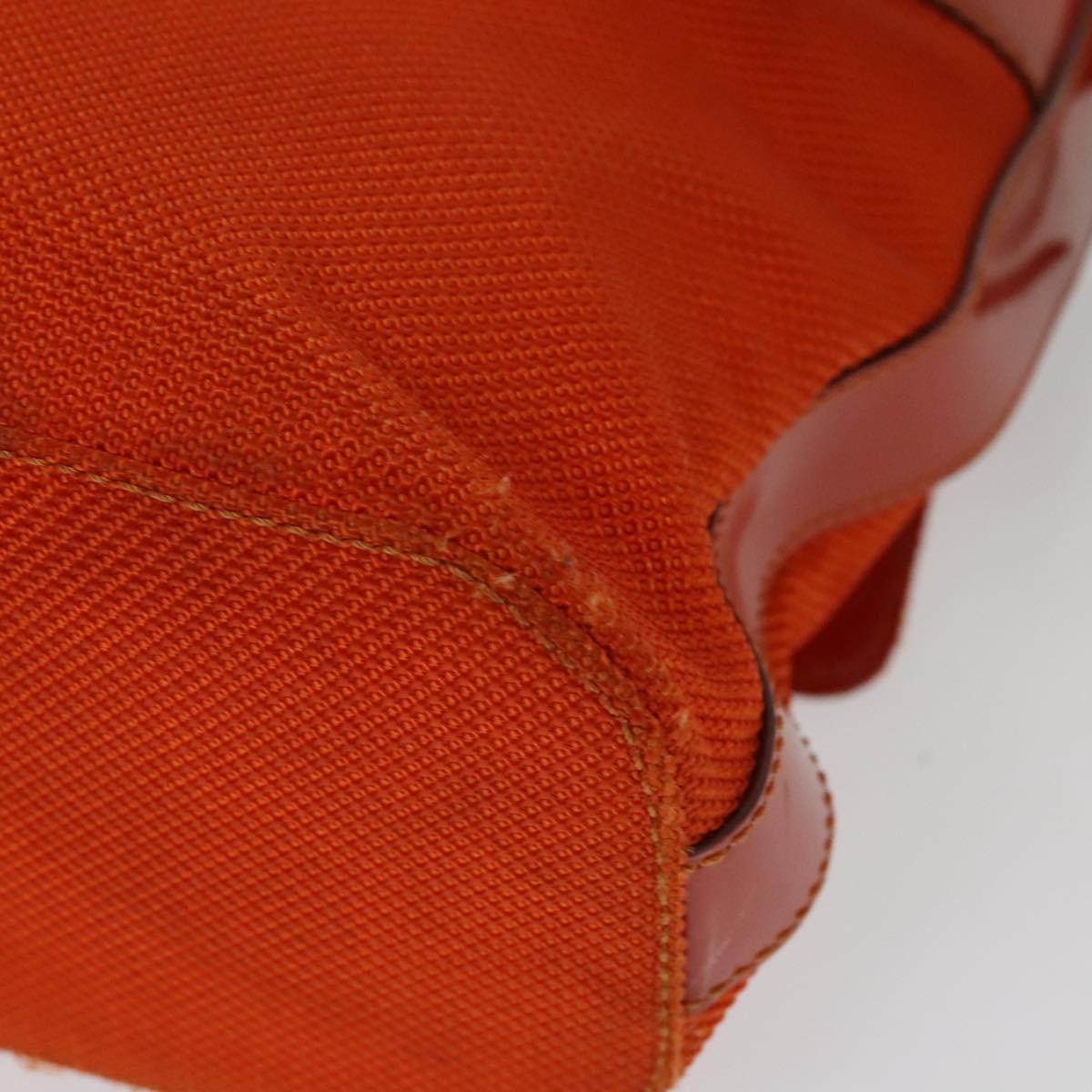 CELINE Shoulder Bag Canvas Orange Silver Auth sw1304