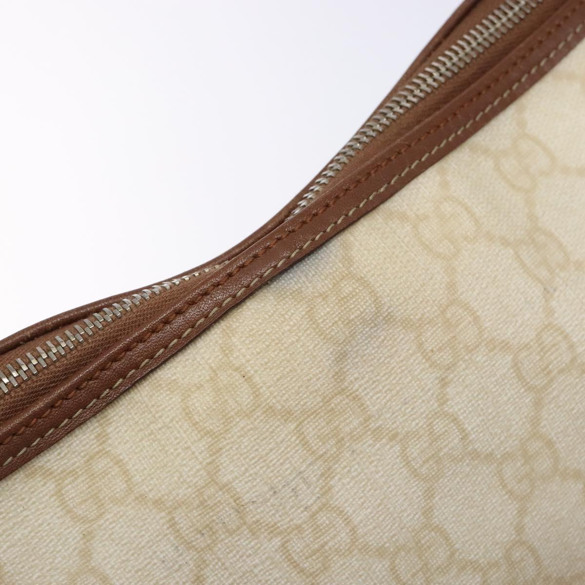 GUCCI GG Supreme Hand Bag PVC White Gold 189898 Auth sw1305