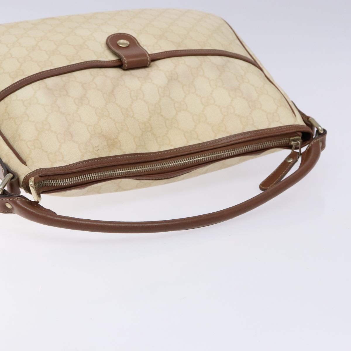 GUCCI GG Supreme Hand Bag PVC White Gold 189898 Auth sw1305