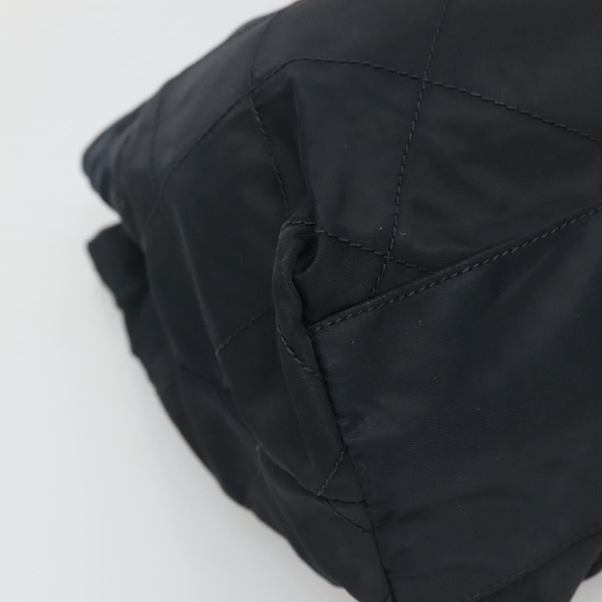 PRADA Chain Shoulder Bag Nylon Navy Gold Auth sw1307