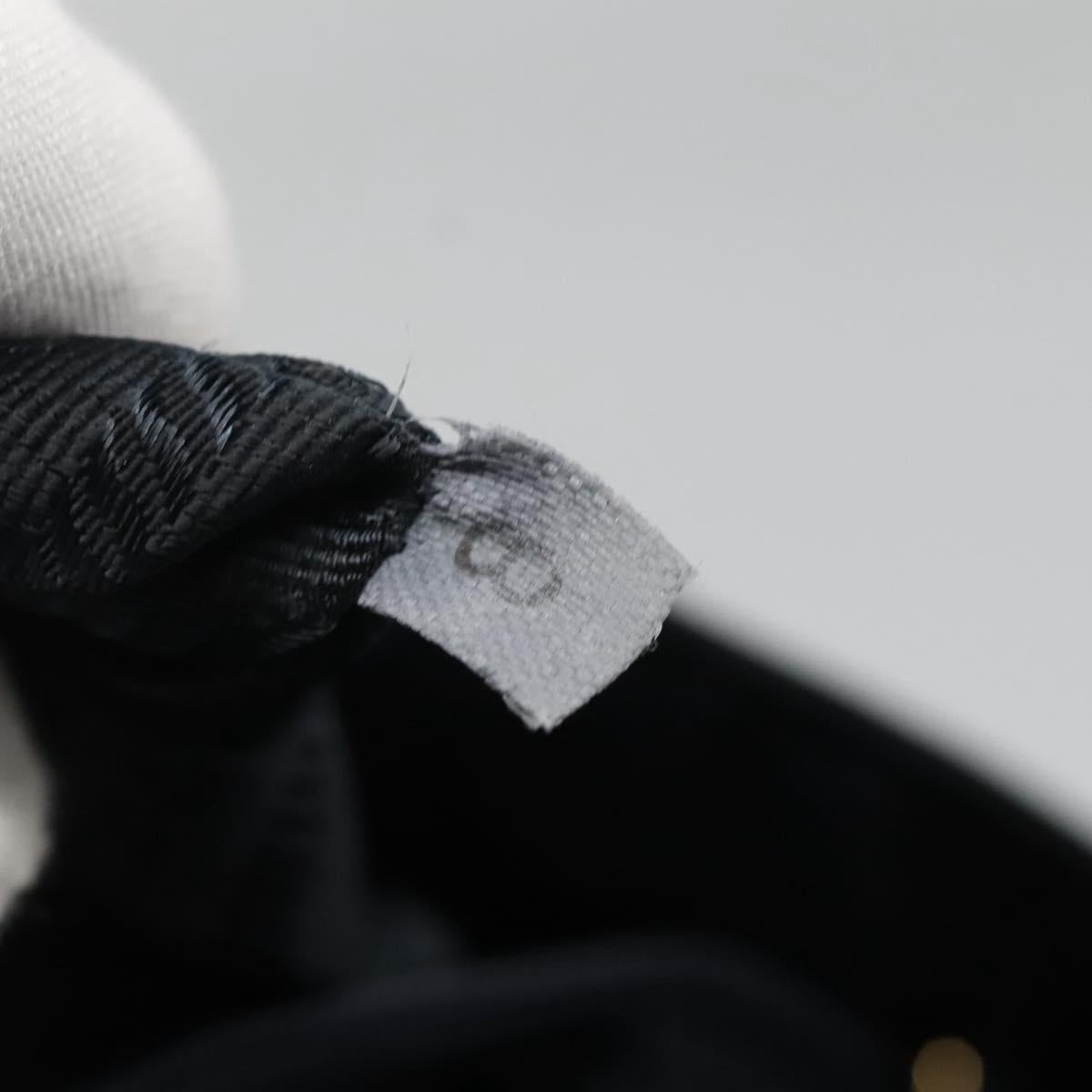 PRADA Chain Shoulder Bag Nylon Navy Gold Auth sw1307