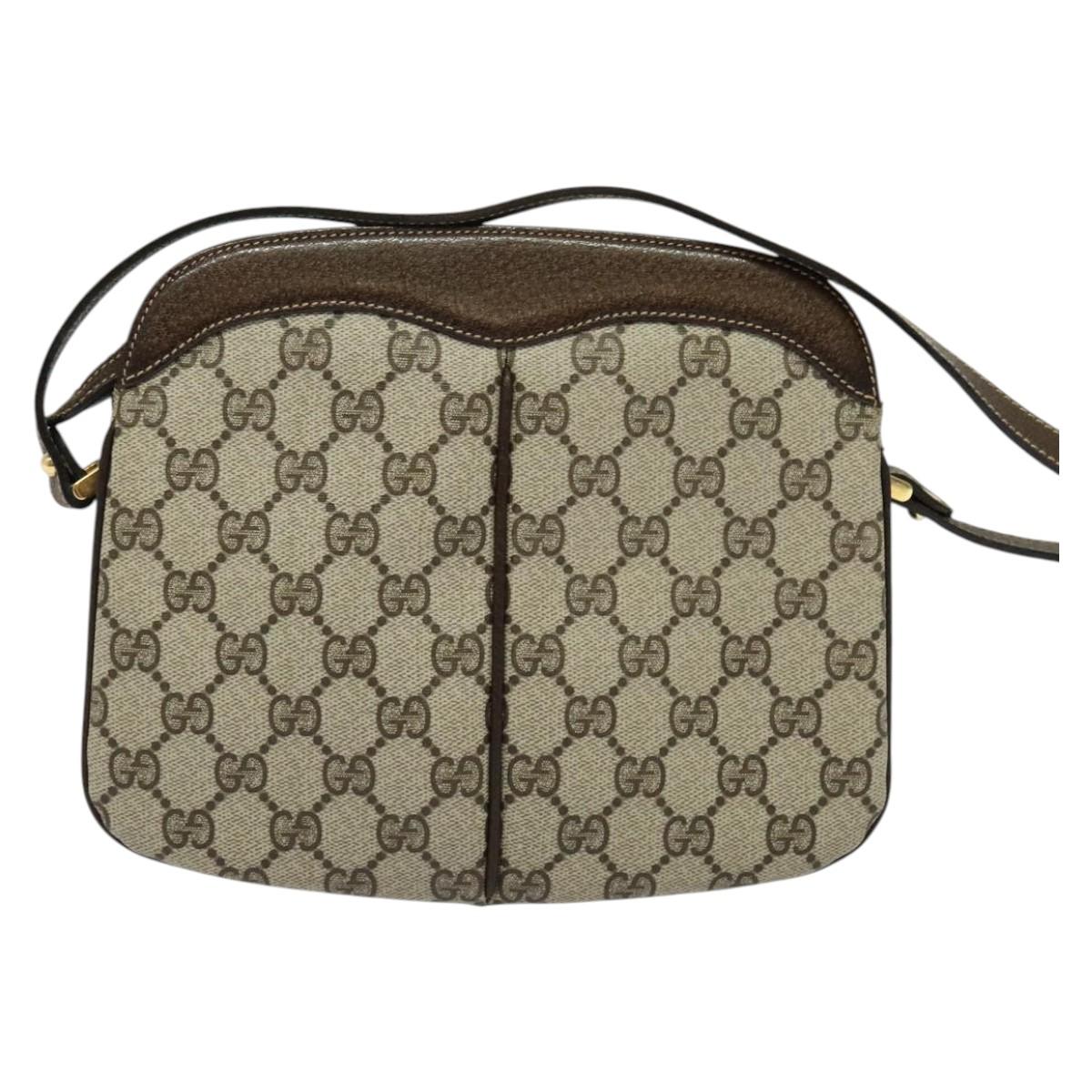 GUCCI GG Supreme Shoulder Bag PVC Beige Gold 33 01 4092 Auth sw1311