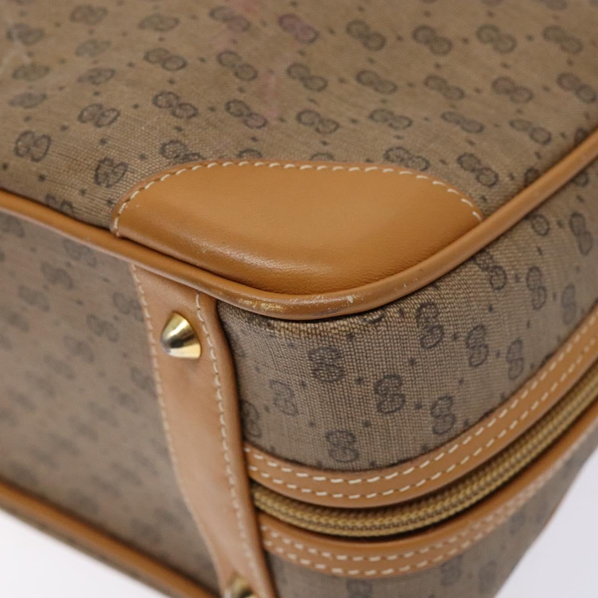 GUCCI Micro GG Supreme Hand Bag PVC Beige Gold Auth sw1312