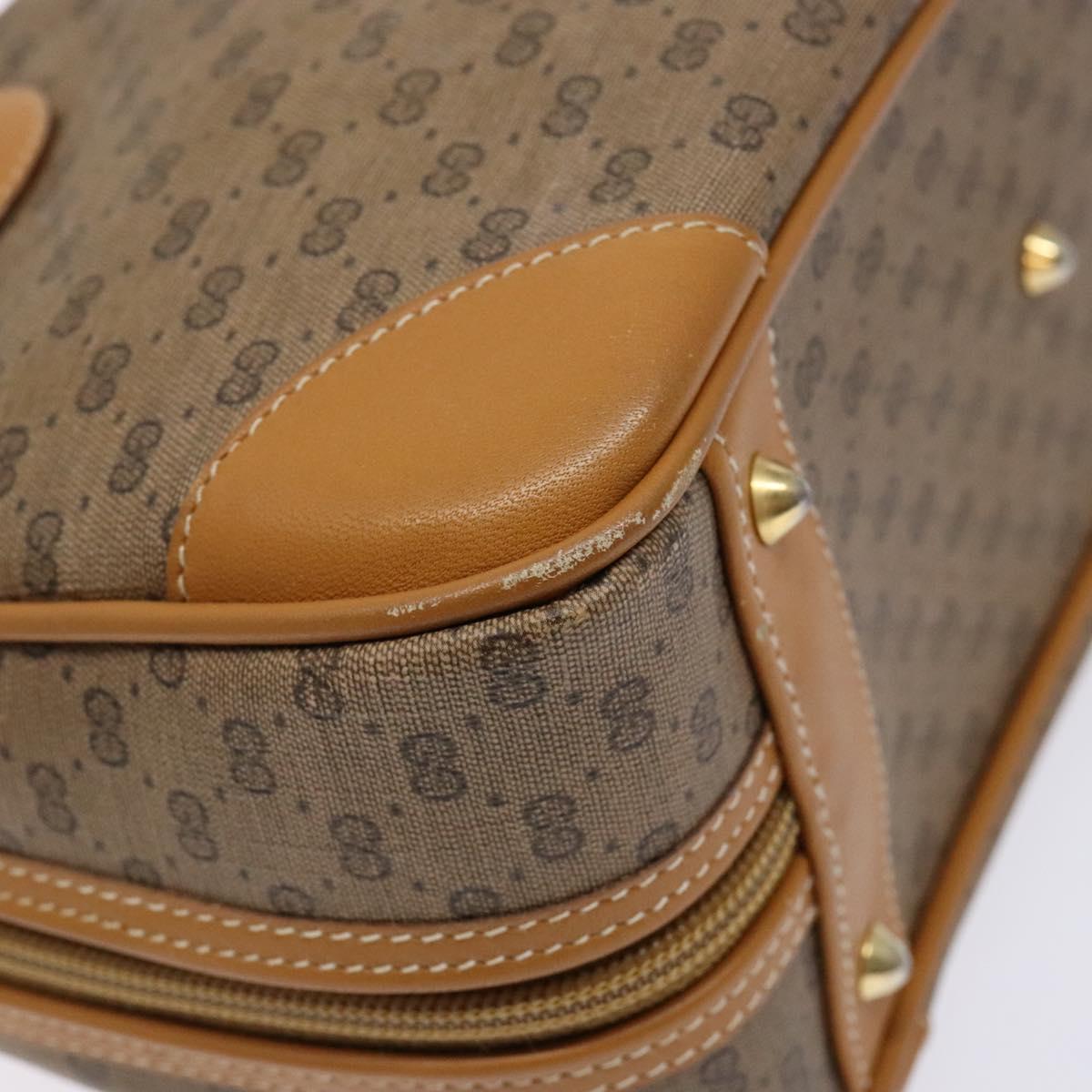 GUCCI Micro GG Supreme Hand Bag PVC Beige Gold Auth sw1312