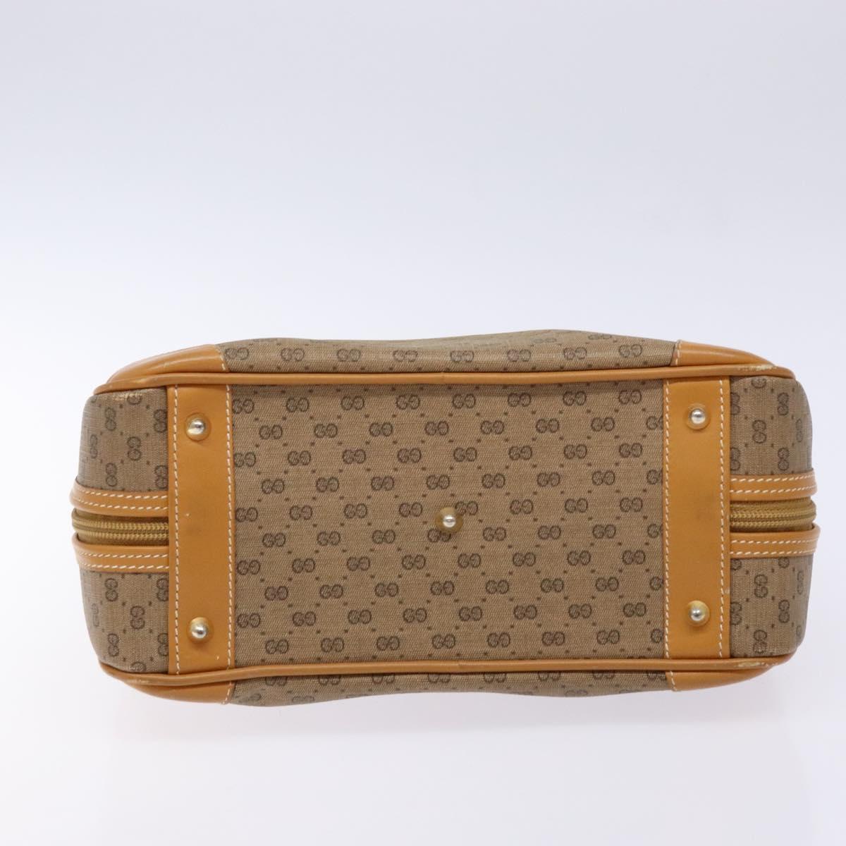 GUCCI Micro GG Supreme Hand Bag PVC Beige Gold Auth sw1312