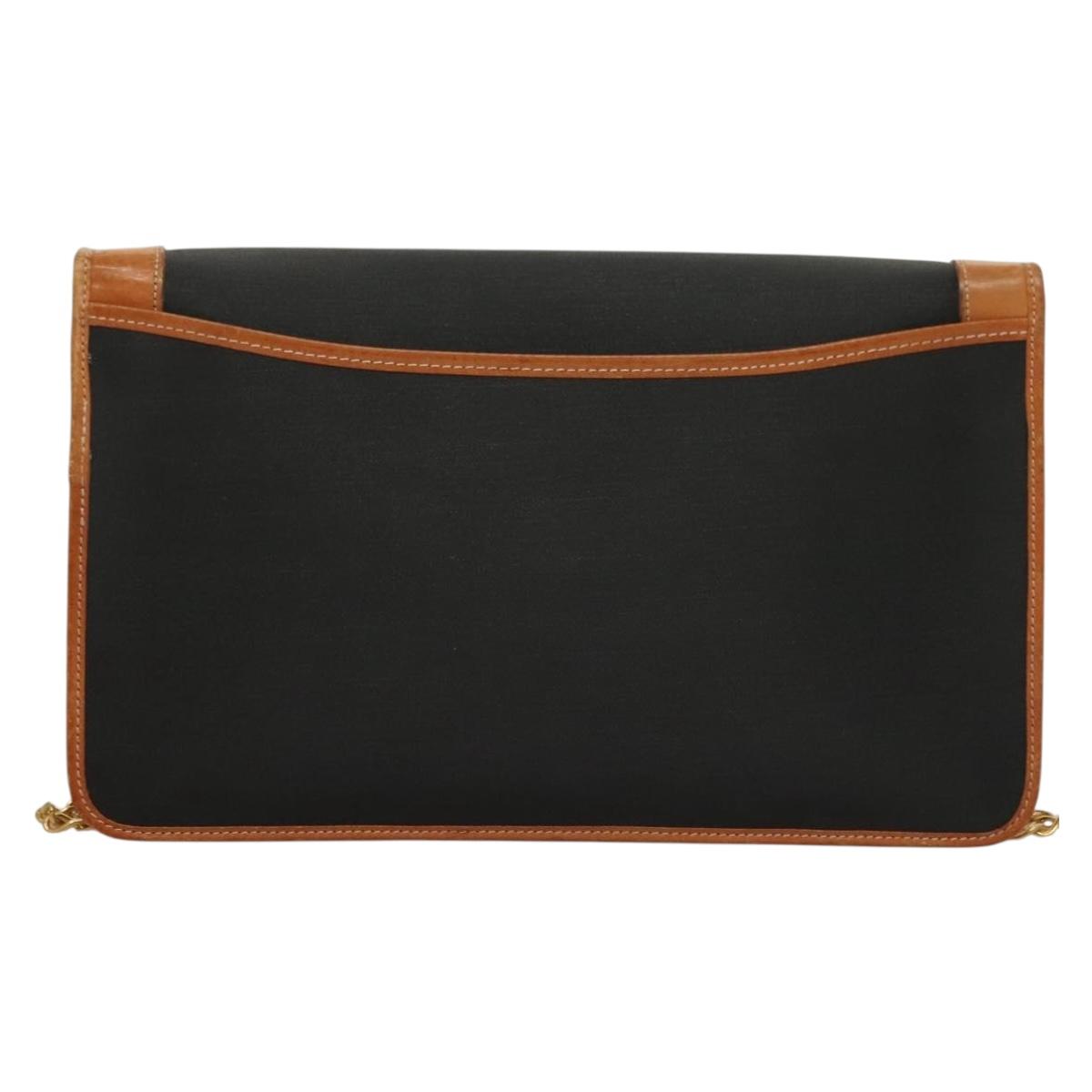 Christian Dior Chain Shoulder Bag PVC Canvas Black Auth sw1313