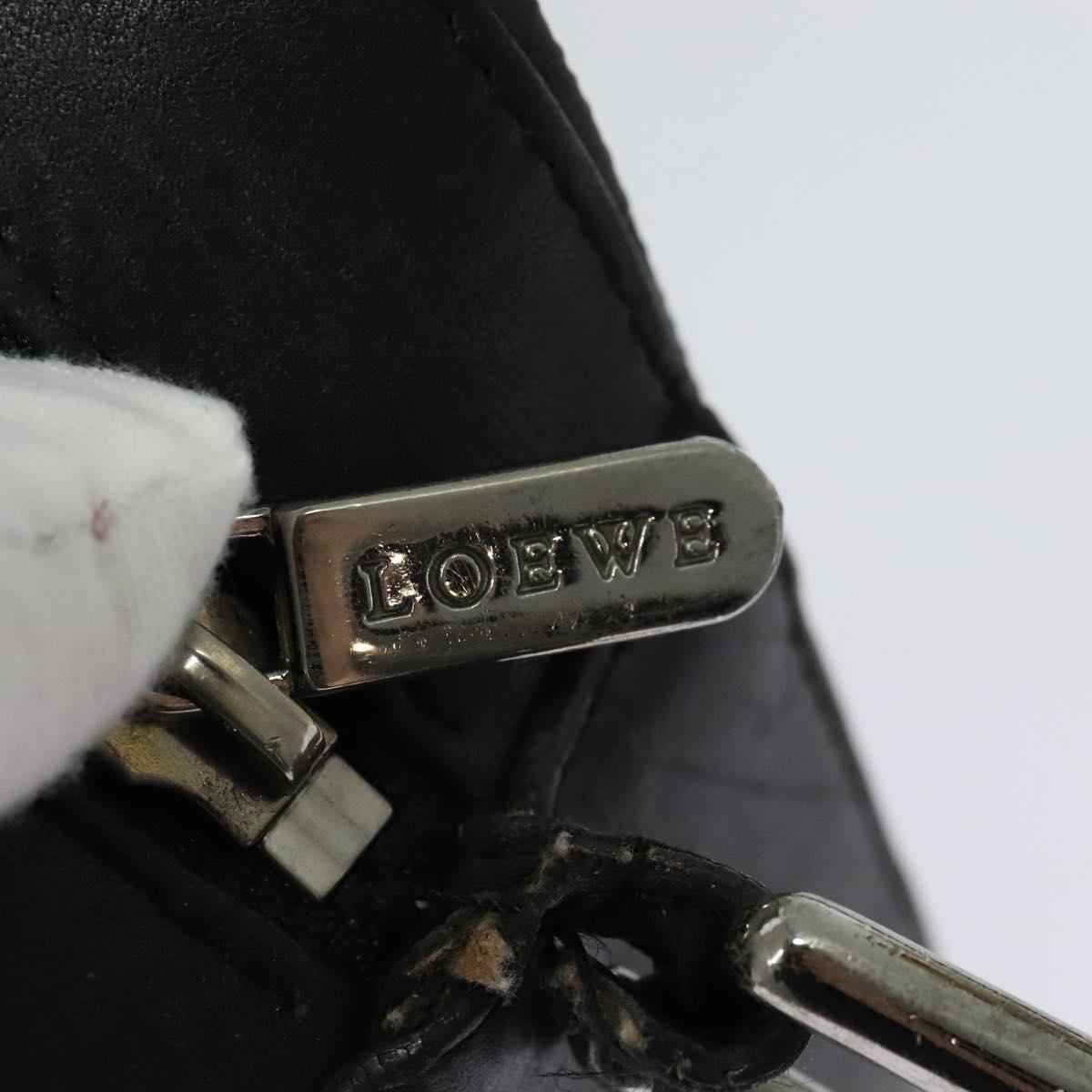 LOEWE Anagram Shoulder Bag Leather Black Silver Auth sw1314