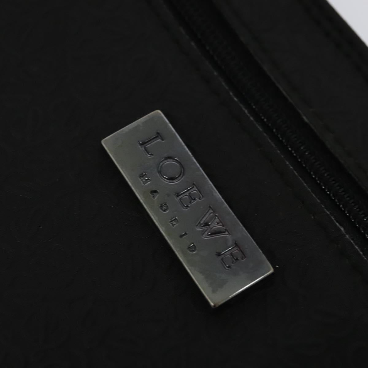 LOEWE Anagram Shoulder Bag Leather Black Silver Auth sw1314