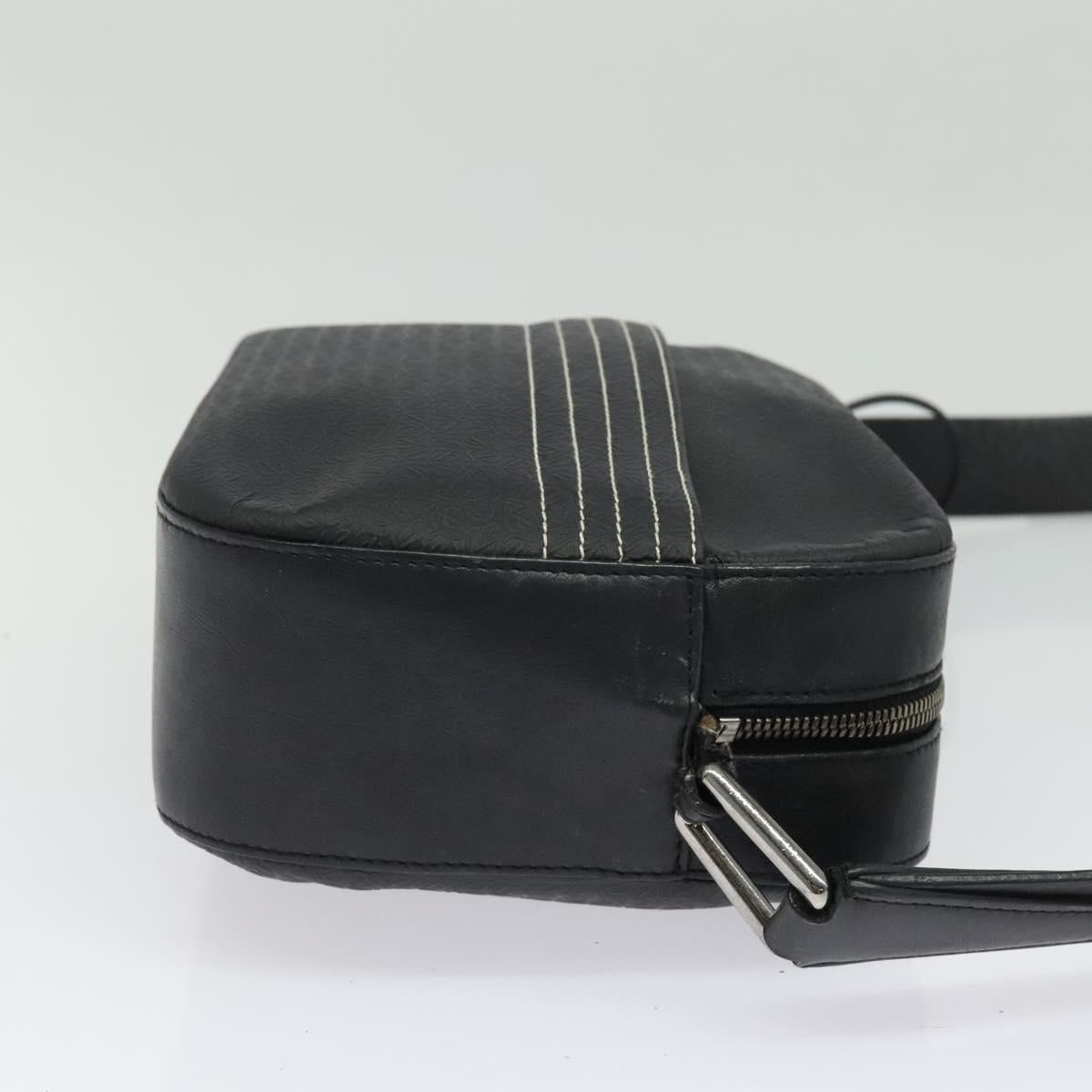 LOEWE Anagram Shoulder Bag Leather Black Silver Auth sw1314