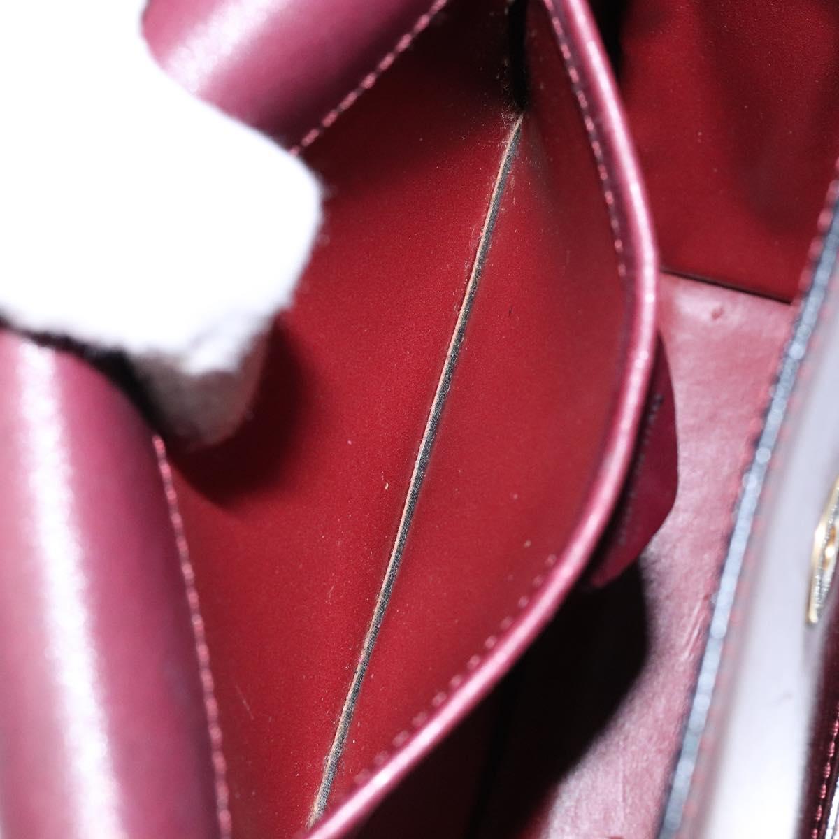 CELINE Shoulder Bag Leather Bordeaux Gold Auth sw1315