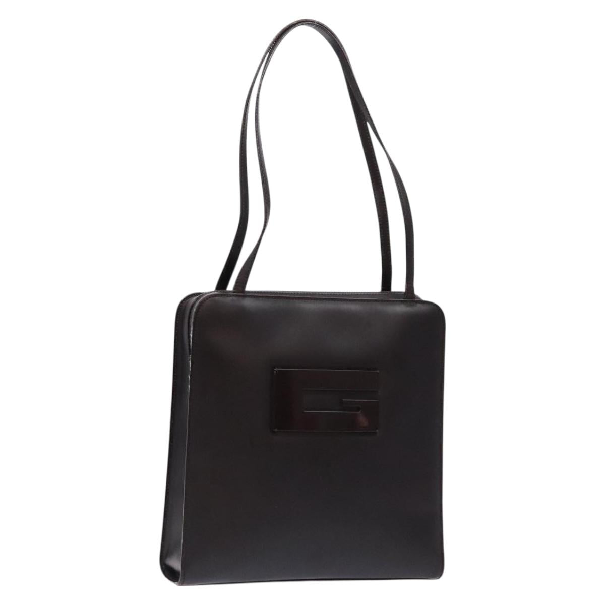 GUCCI Shoulder Bag Patent leather Dark Brown 002 1007 Auth sw1317