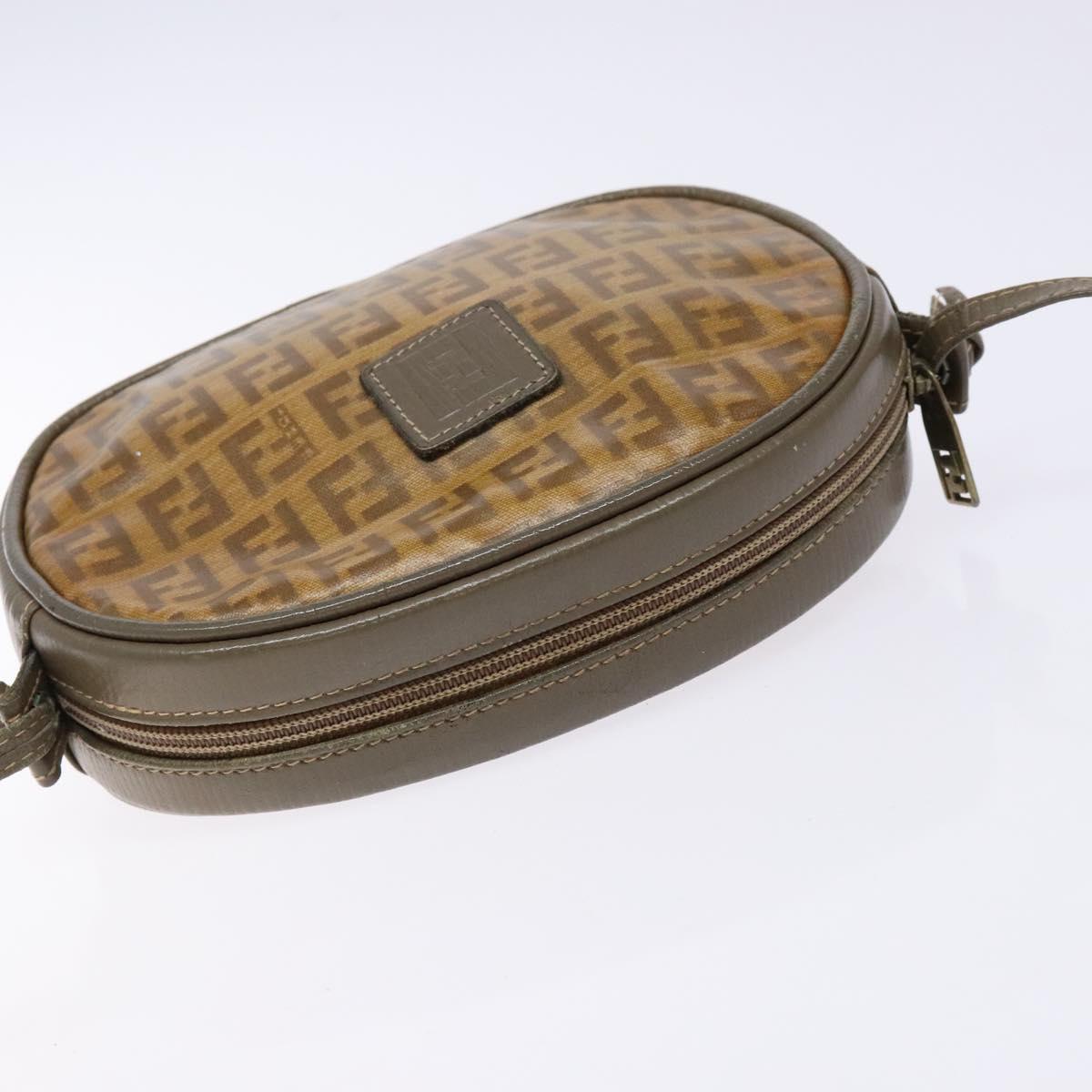 FENDI Zucchino Canvas Shoulder Bag PVC Brown Auth sw1321