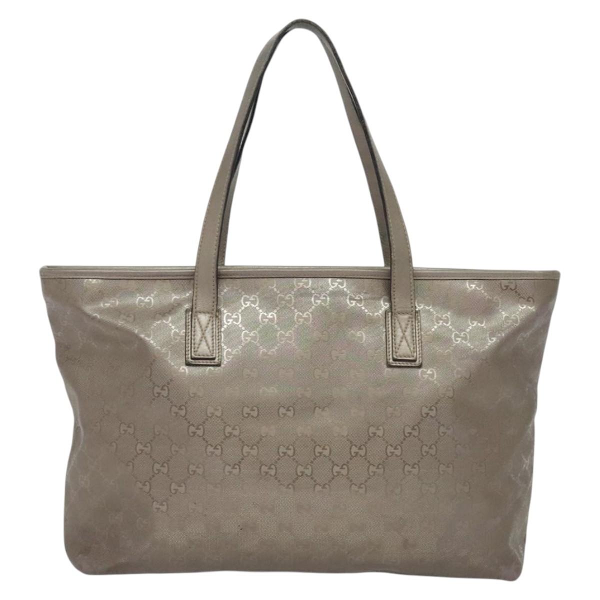 GUCCI GG Implementation Tote Bag PVC Beige Silver 211137 Auth sw1323